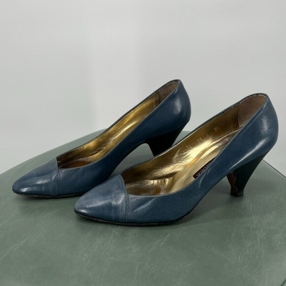 Walter Steiger Blue Pumps Vintage Made in Italy size 6B - Picture 3 of 7
